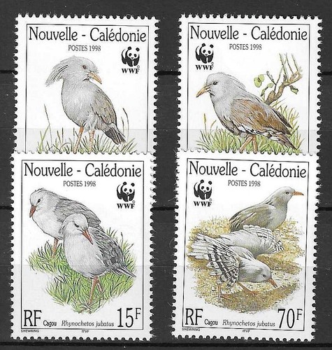 New Caledonia 1998 WWF Wildlife Fauna Birds Vögel Oiseaux Cagou compl set MNH