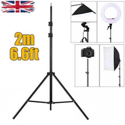 2M Telescopic Tripod Stand For Digital Camera Camcorder Phone Holder Ring  Light UK