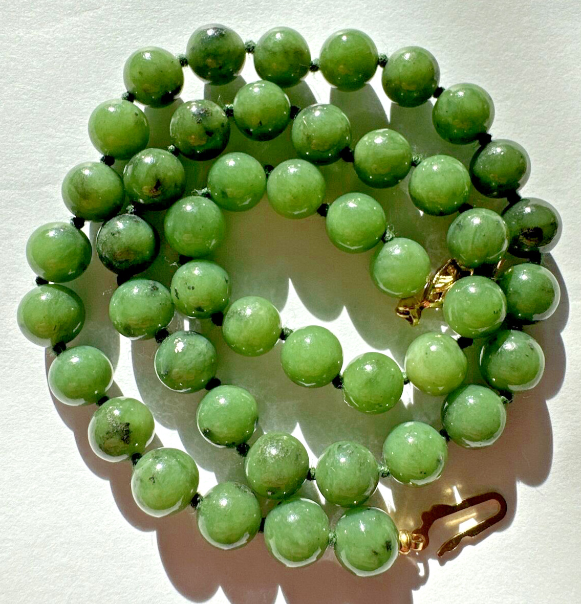 Chunky Green Jade Nephrite Carved Stone Beads 17.… - image 1