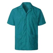 New Guayabera Men's Premium Cuban Bartender Wedding Casual Button Up Dress Shirt