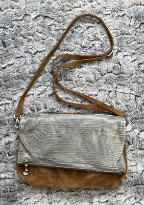 Hammitt VIP Large Crossbody Bag / Brown Suede & Gray Snake 