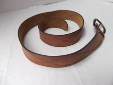 leather strap belt sz 40 Florentine 9193 brass buckle topstitch removable buckle