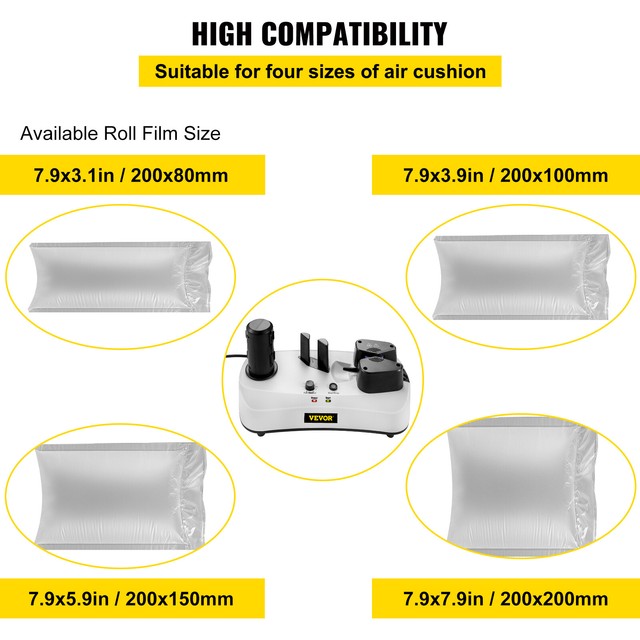 YE300 Air Cushion Machine 110V Portable Air Pillows Maker + 100m Free Test Film Roll