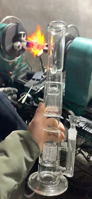 RORA 16" Big Glass Bong Honeycomb Birdcage Smoking Glass Water Pipe with 18.8mm Bowl