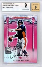 John Elway 2001 Donruss Elite Passing The Torch Autograph /100 #PT1 BGS 9 Auto 9
