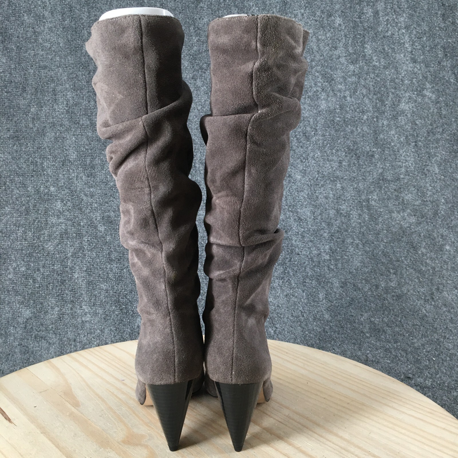 Sole Society Boots Womens 5.5M Gerii Slouchy Heels Knee High Gray Suede Pull On