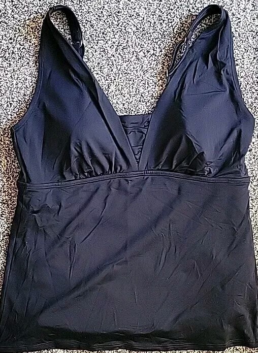 Lands' End Women's 18 XL Black Tankini Swing Top Swim VNeck Padded