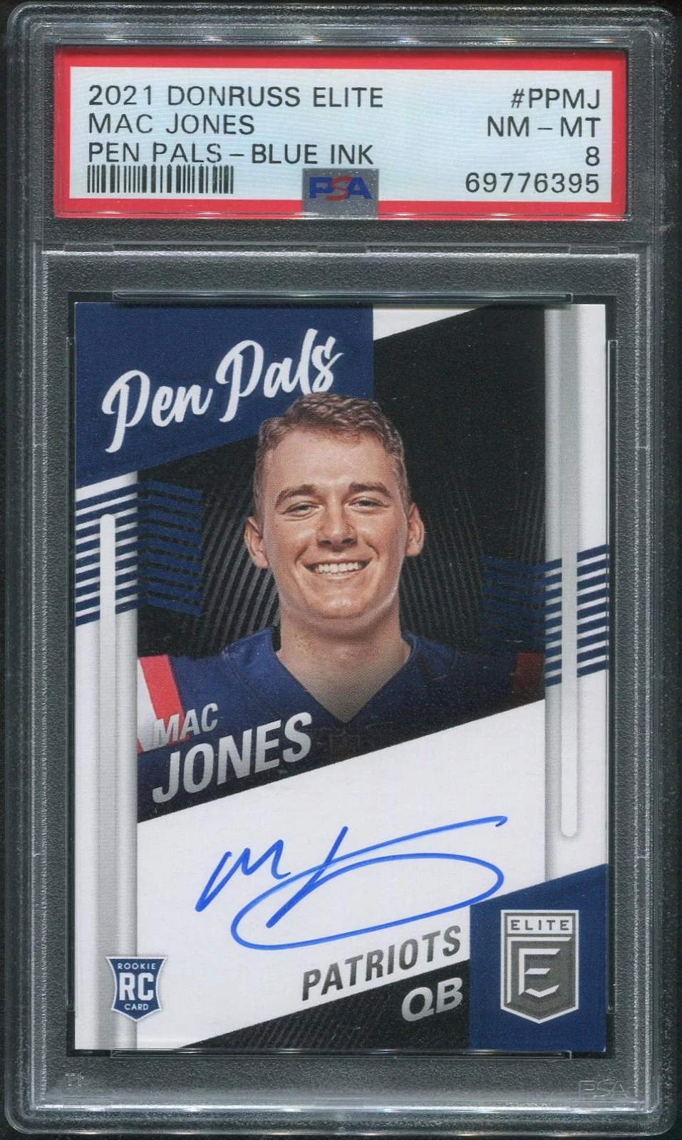Mac Jones Panini Donruss Elite Pen Pals #PPMJ Blue Ink