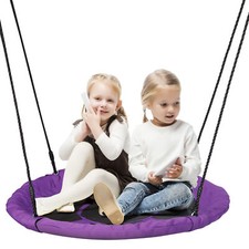 40'' Saucer Tree Swing Set Spider Web Swing for Children Outdoor Activity Purple