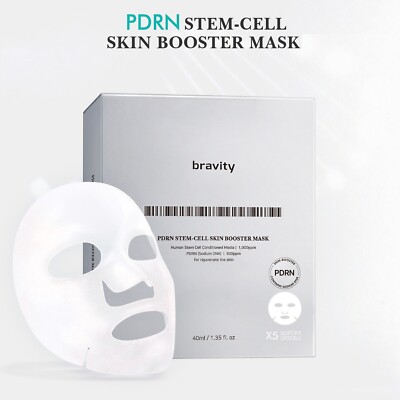 BRAVITY PDRN Stem-Cell Skin Booster Mask 40mL x 5 (K-Beauty)