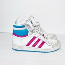 Rare Adidas Top Ten Hi Little Kids Style M25301 Pink Blue White Sneakers Sz 3.5
