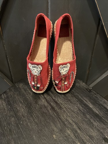 Tory Burch Tilly The Tiger ESPADRILLE Calf Leather & Canvas Shoe Size 7.5 NWOB - Picture 5 of 9