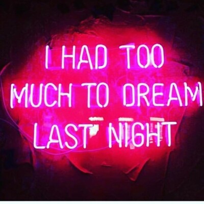 I Had Too Much To Dream Last Night 22'' Acrylic Neon Sign Lamp Light Dimmer  VY