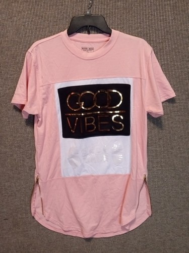 Designer Good Vibes Self Made T-Shirt Size Medium by Bleecker & Mercer Pink - Picture 2 of 10