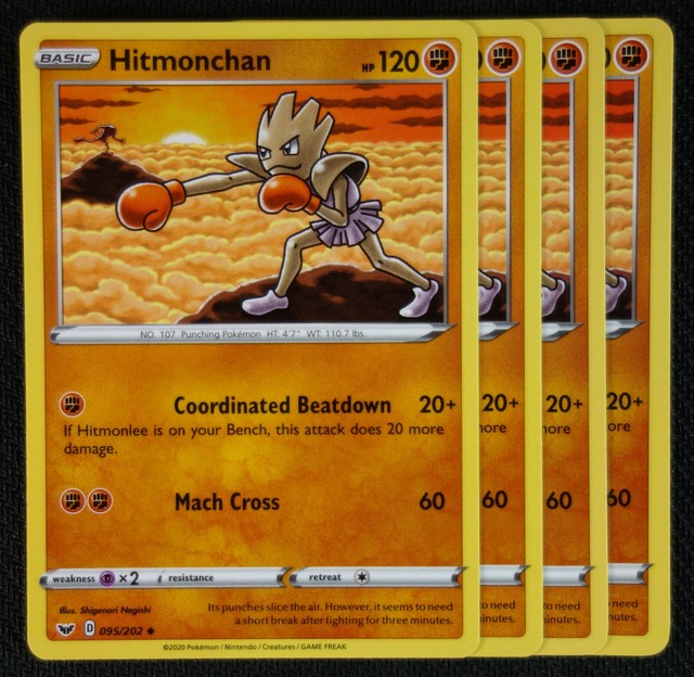 Pokemon Cards 4x Hitmonchan 095 202 Playset Sword Shield NM M EBay