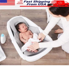 3-in-1 Infant Bath Tub Adjustable Height Foam Padded Air Mesh Sling Drying Hook