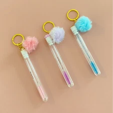 3 for $10 Tube Eyelash Brush/Spoolie with Furball & Gold Keychain | Mascara Wand