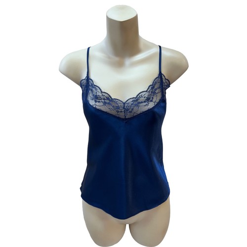 Ladies Sexy Navy Long Satin Chemise PJs Pyjamas Set Nightdress Slip PLUS SIZE - Picture 6 of 12