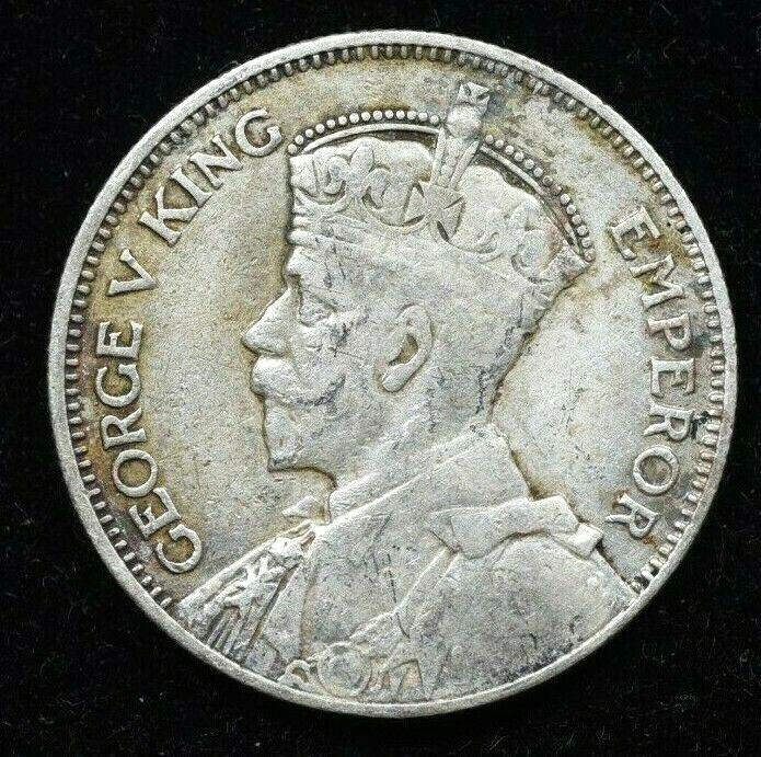 1934 - ONE SHILLING NEW ZEALAND - GEORGE V - SILVER - VF CONDITION