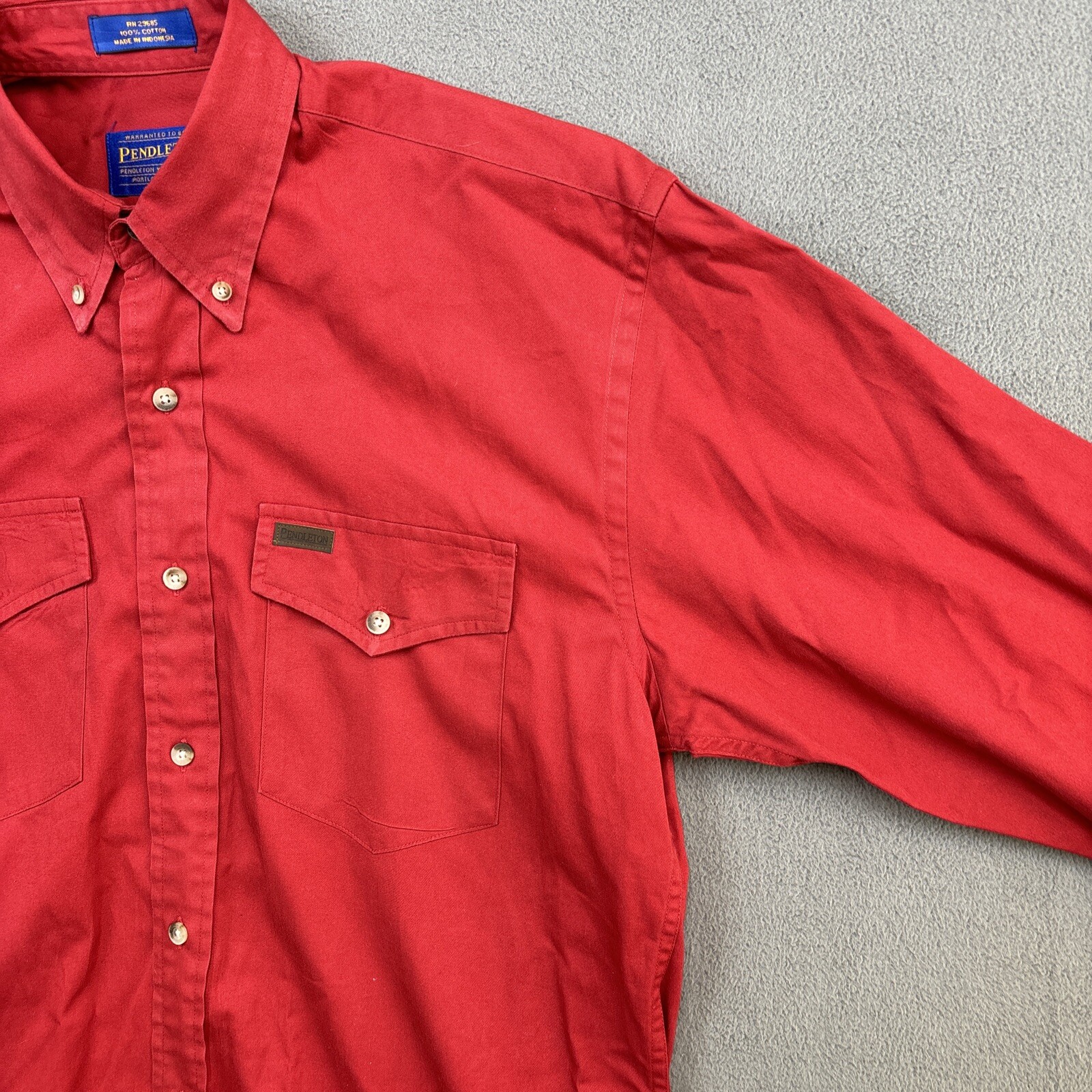 Pendleton Button Down Shirt Long Sleeve Solid Red… - image 7
