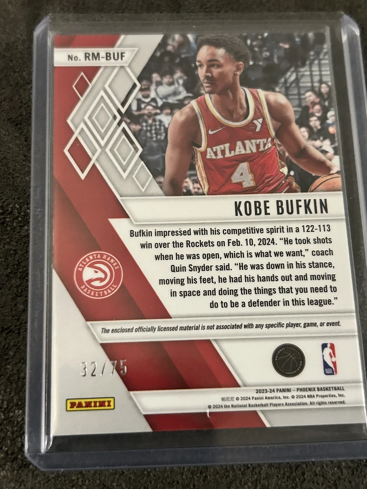 2023-24 Panini Phoenix - Kobe Bufkin /75 Patch - Image 2 of 2