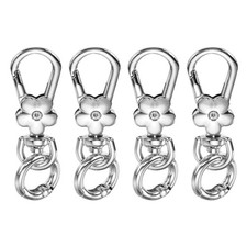 4 Pcs Metal Swivel Lobster Clasp Keychains Quick Release Key Ring, White