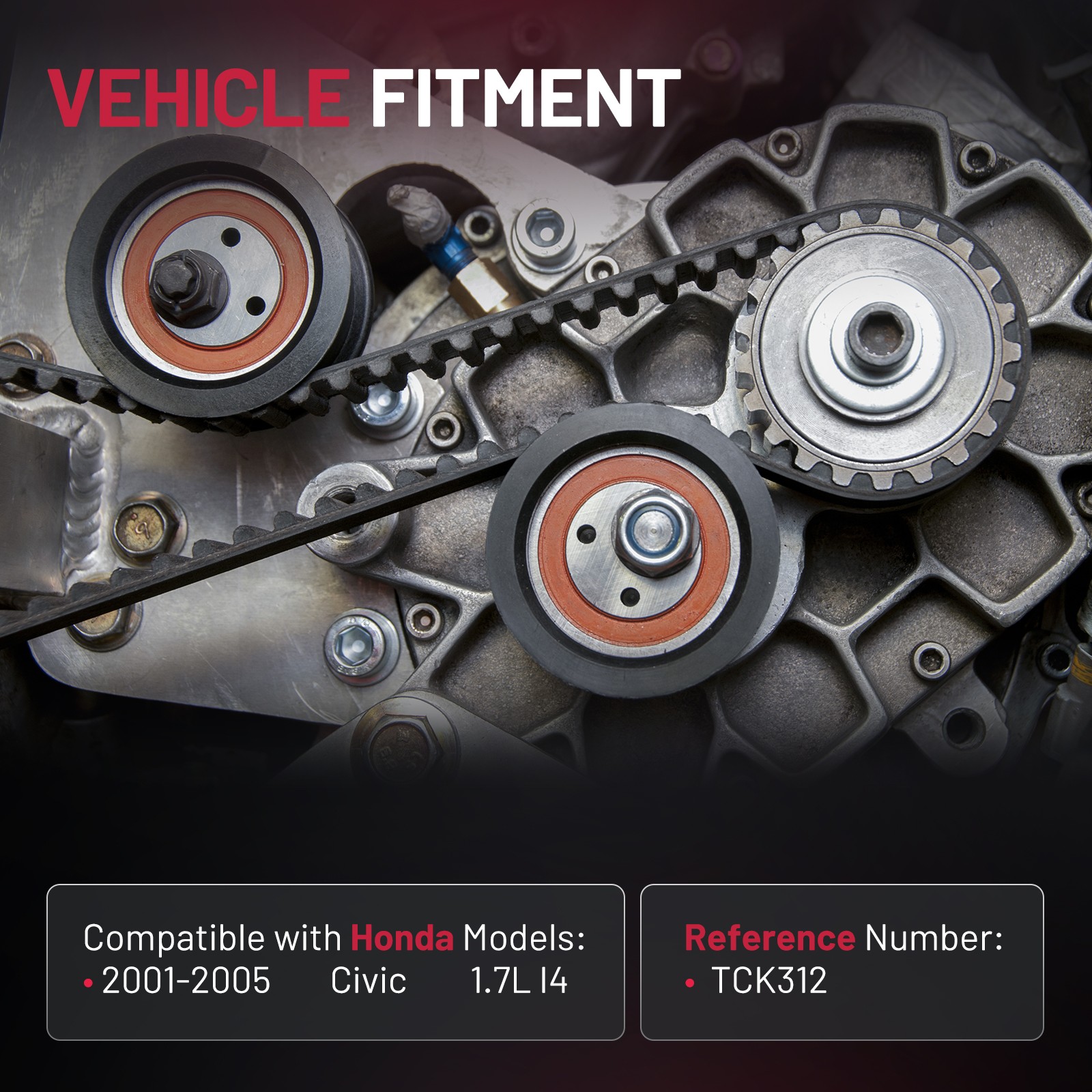 Engine OEM Timing Belt Kit w/Spark Plug Gasket For Honda Civic 2001-2005 1.7L