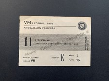 Ticket WORLD CUP 1958 match #11 FRANCE / JUGOSLAVIA WC58 1/8 FINAL Billet