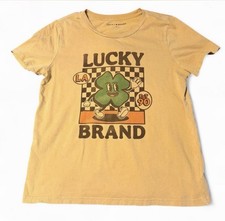 Lucky Brand Tan Four-Leaf Clover Graphic Crew...