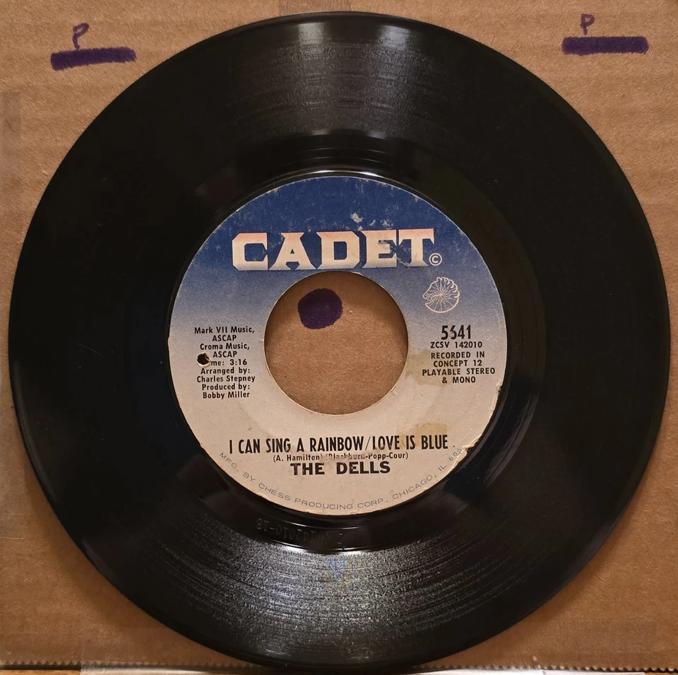The Dells - Hallelujah Baby/I Can Sing a Rainbow/Love is Blue - Vinyl 45 RPM 7" - Image 2 of 2