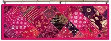 60"  GIFT FOR GIRL ANTIQUE SARI BEADS SEQUIN WALL HANGING TAPESTRY RUNNER THROW