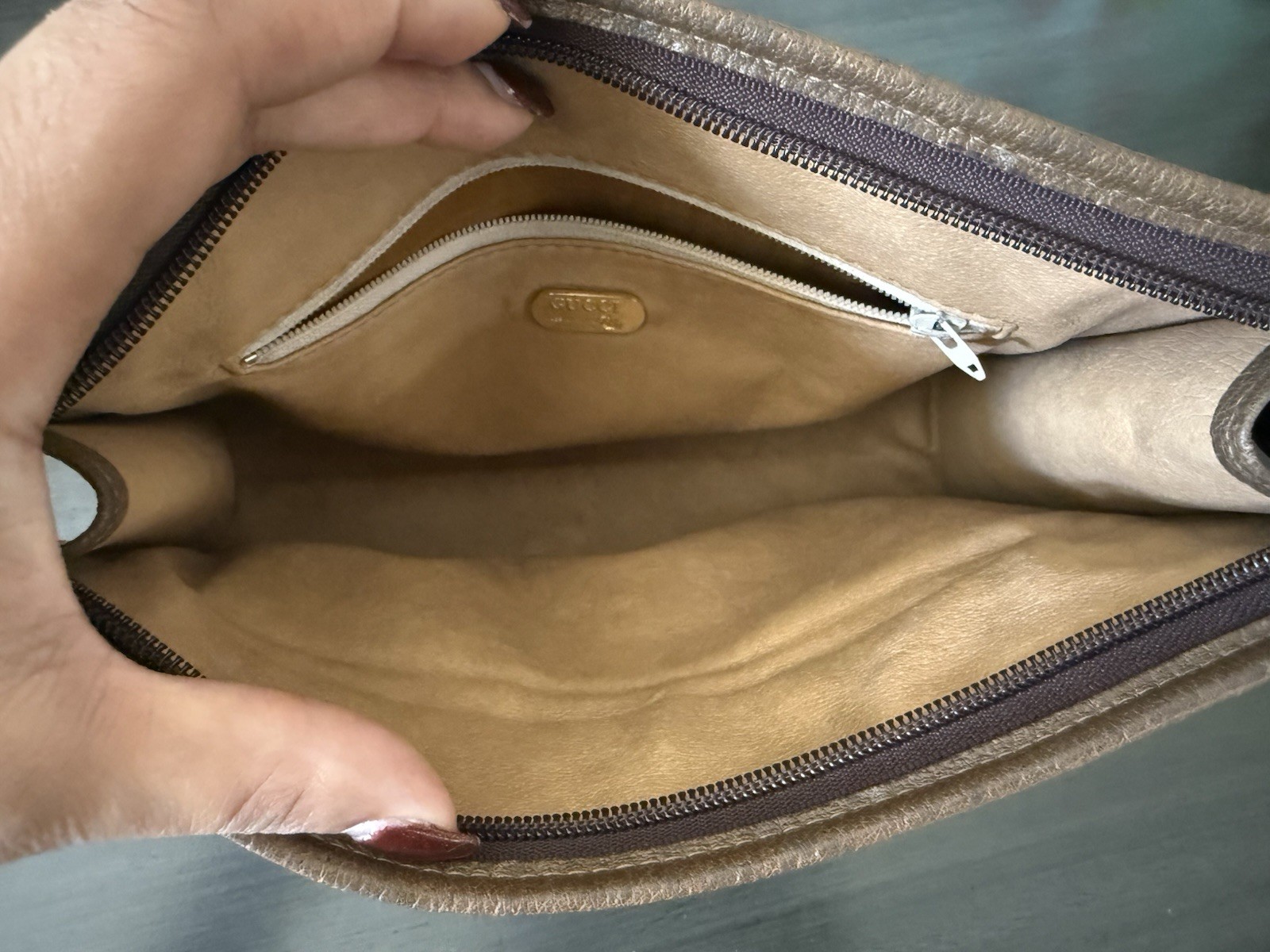  Gucci Vintage GG Plus Monogram Zip Clutch Pouch | Authenticated | Brown Canvas thumbnail 8