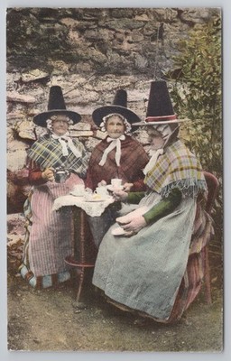 Walisische Damen traditionelle Kostüm Teeparty Woodbury Serie Postkarte