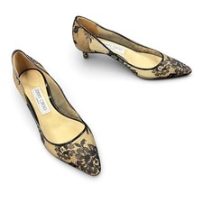 Jimmy Choo Lace Pointed Toe Pumps Black Women's Size EU36.5/US6.5
