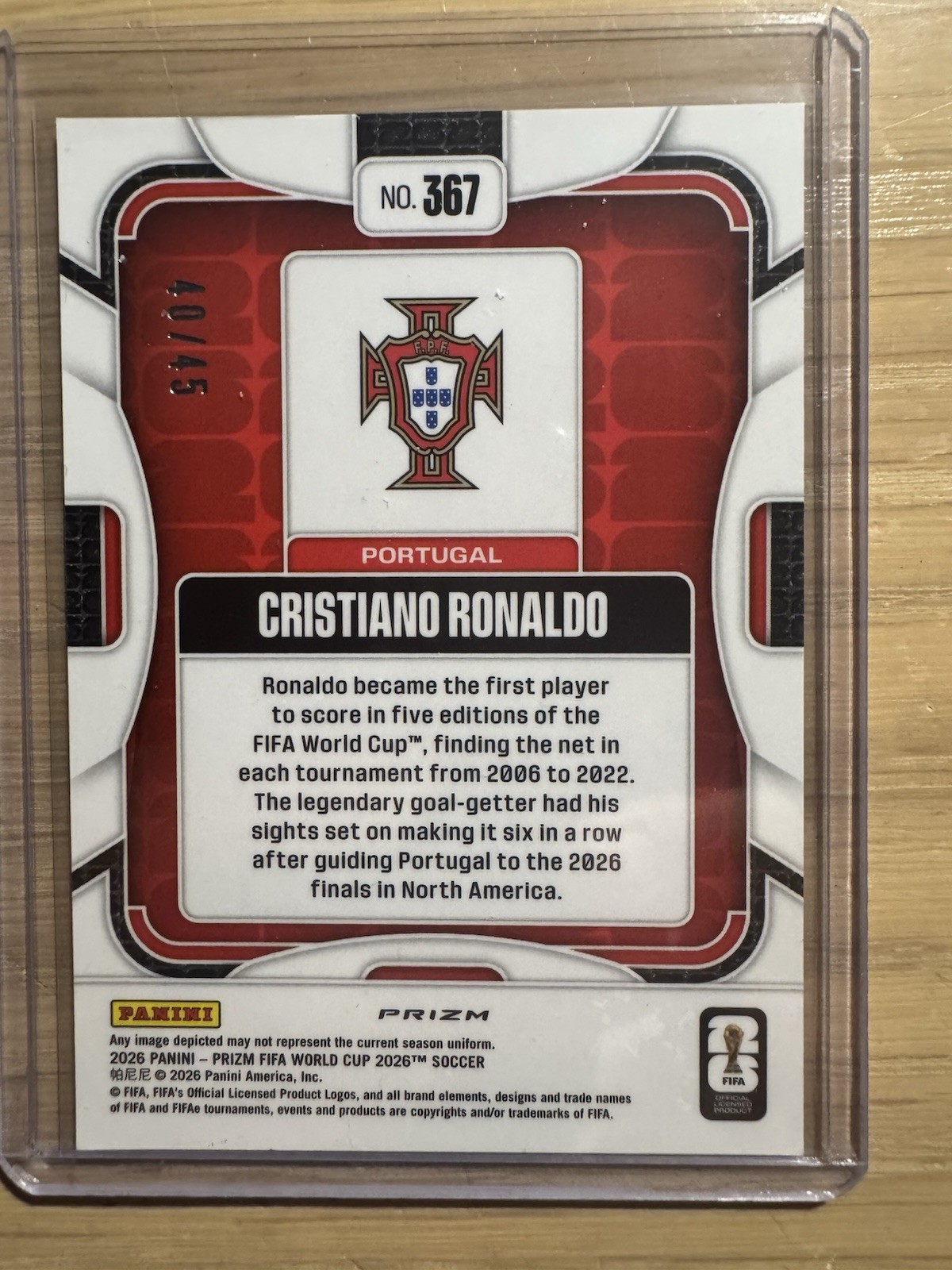 2026 World Cup Prizm Pink Wave Cristiano Ronaldo /45 SSP Rare view 2