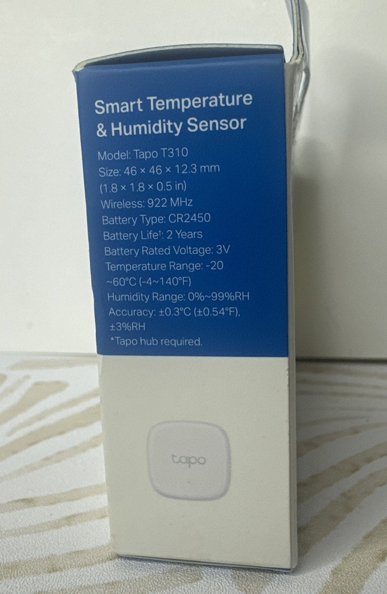 TP-Link Tapo Smart Temperature and Humidity Sensor T310 White Requires Tapo H...