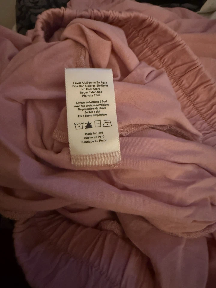 Pantalones de salón Lunya orgánicos Pima rosa pierna ancha talla mediana pijama bolsillos acogedores Foto 4 de 4