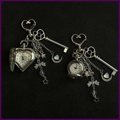 Original Hollow Heart Pocket Watch Chain keychain Design Steampunk Vintage