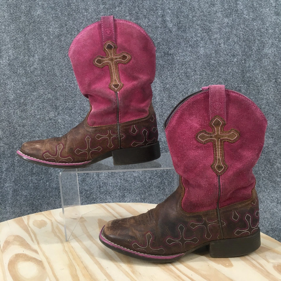Ariat Botas Juveniles 13 Western Crossroads Vaquero Puntera Cuadrada 10011892 Marrón Rosa Foto 2 de 4