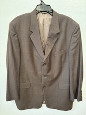 Mens Stafford Executive Taupe Glen Plaid Blazer 100 Wool Suit Coat Size 43R/37W