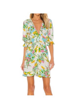Faithfull The Brand Caliente Dress Leona Floral Print Midi Tie Waist Button Sz M