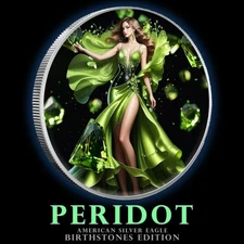 2024 ASE Birthstone Months Series August Peridot Edition 1 oz silver coin