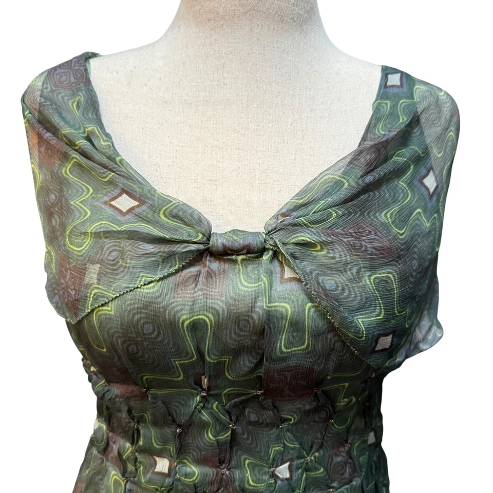 Blusa geométrica de seda transparente Max Studio con cami | Talla M | Nueva con etiquetas Foto 4 de 4