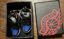 Mini Sneaker Basketball Shoe Key Chain Set Blue Black White 2 Piece