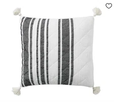Pottery Barn  Lot 2 Mesa Tassel Stripe Euro Pillow Shams Black Striped Farmhouse