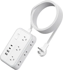 Extension Cord 15 ft, Surge Protector Power Strip with 6 Widely Outlets 4 USB...