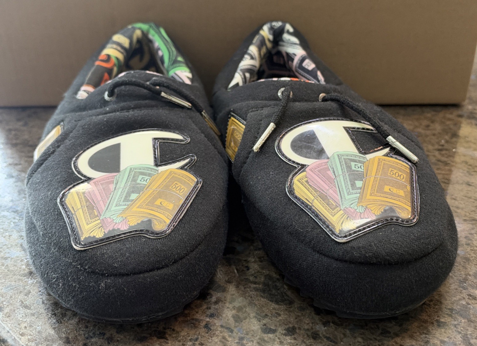Champion x Monopoly Slip-On Slippers Men's Size 11 Black Multicolor Comfort image 2