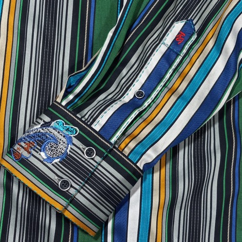 L Robert Graham abito con polsino a ribalta camicia casual cotone seta - Foto 2 di 9