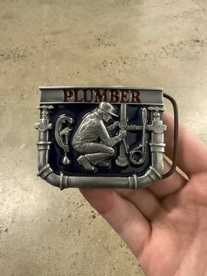 Vintage 1991 Plumber Occupation Belt Buckle Made in USA Mulitcolor