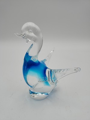 Murano Formia Vetri Italian Art Glass Blue Swan Bird Original